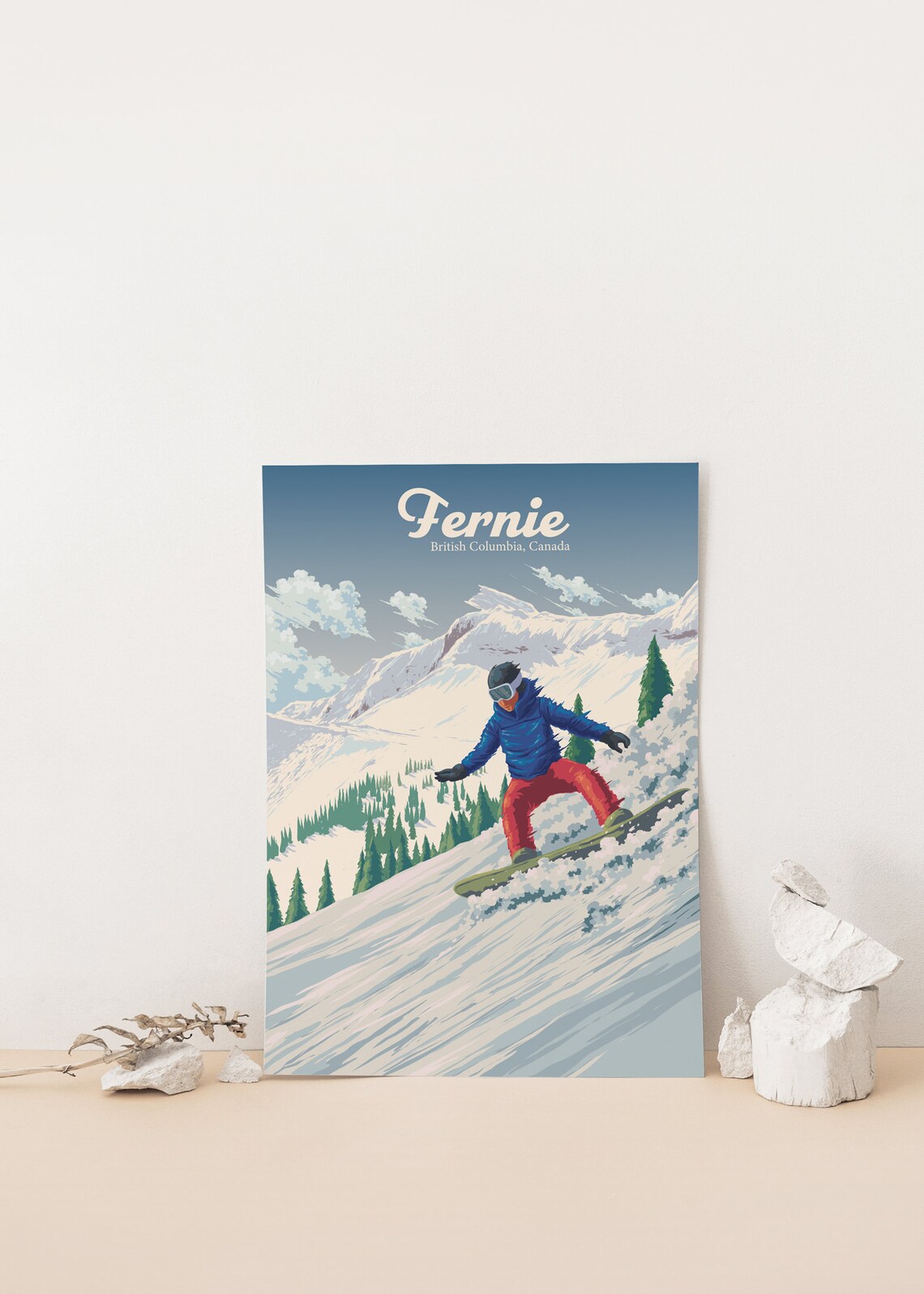 Fernie Snowboarding Poster, British Columbia Travel Poster - Image 4