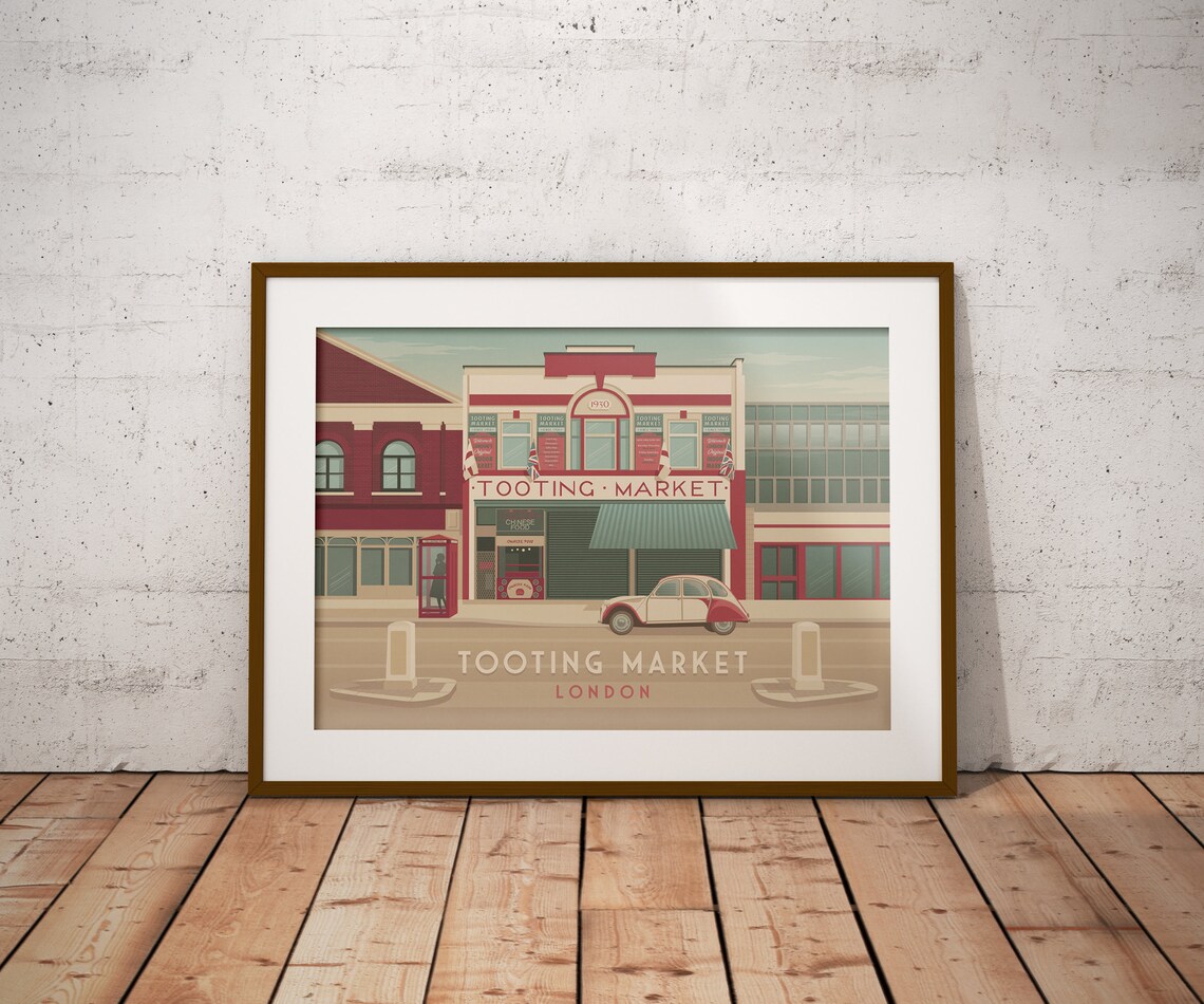 Tooting Market Vintage Travel Poster, South London - Image 4