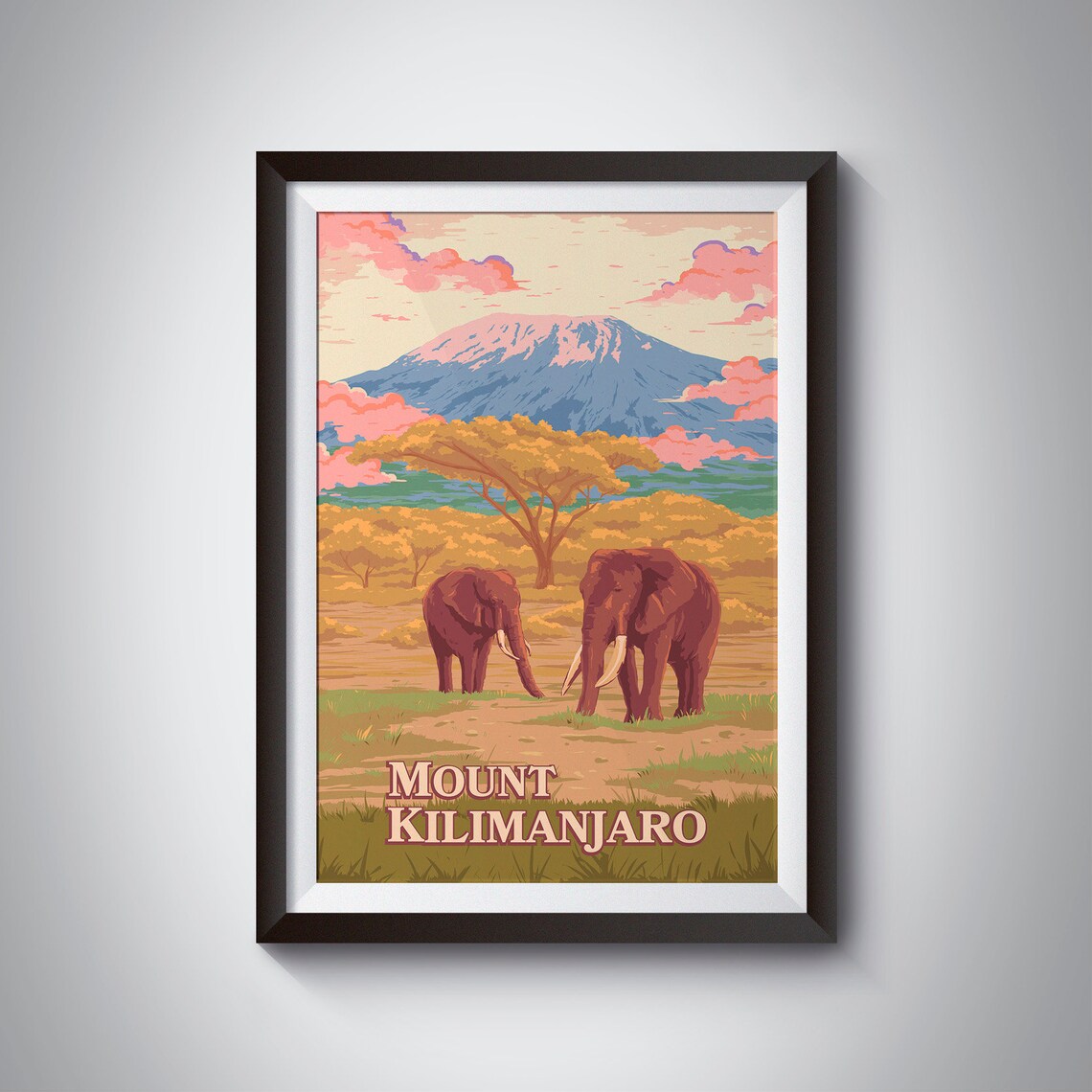 Mount Kilimanjaro Travel Poster, Tanzania Mountain Art