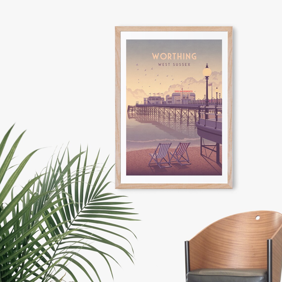 Worthing Vintage Travel Poster, West Sussex Seaside - Image 3