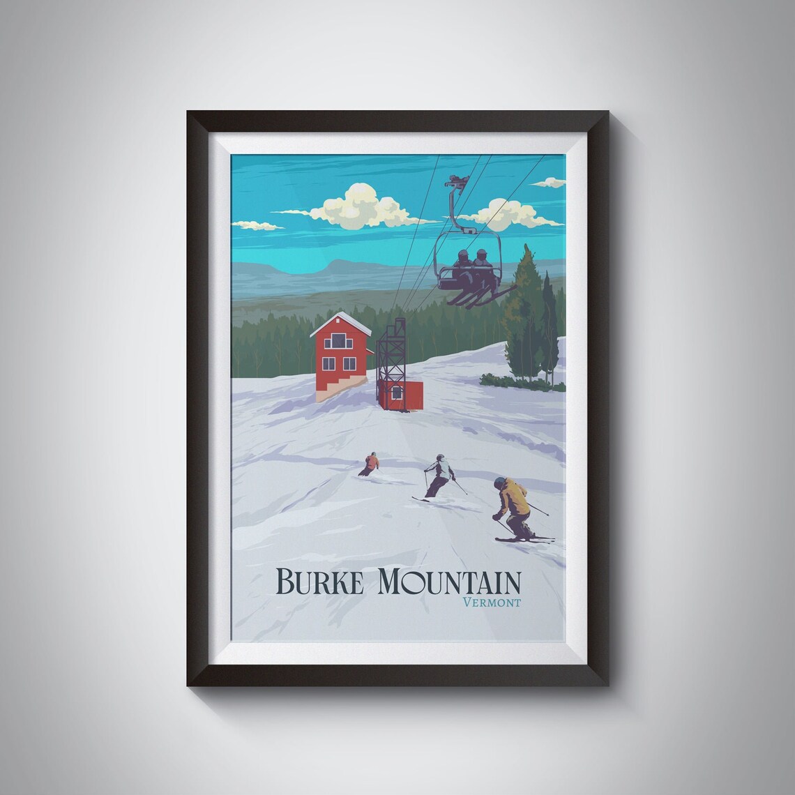 Burke Mountain Vermont Vintage Travel Poster Print