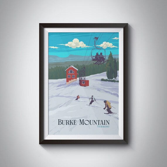 Burke Mountain Vermont Vintage Travel Poster Print