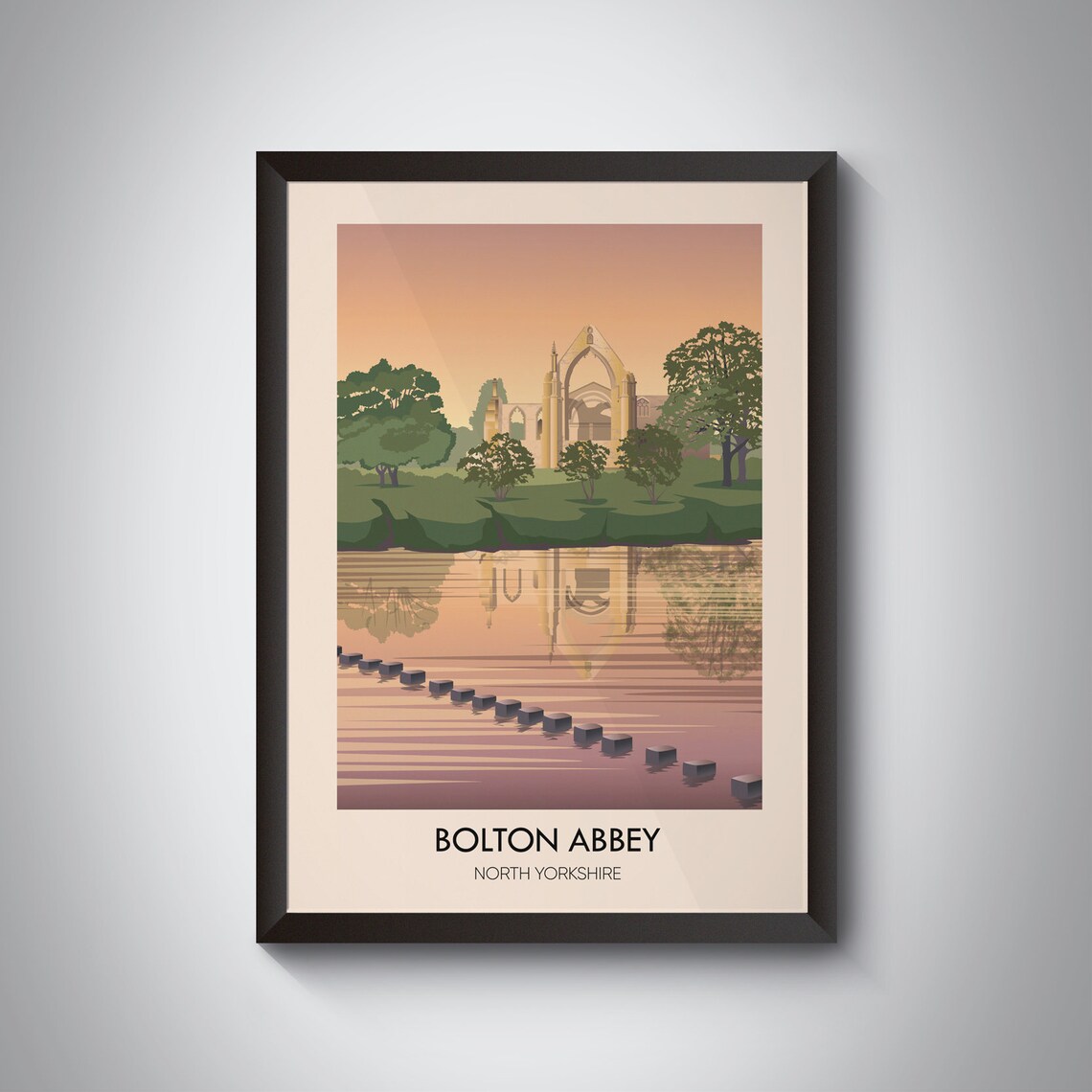 Bolton Abbey Vintage Travel Poster, North Yorkshire