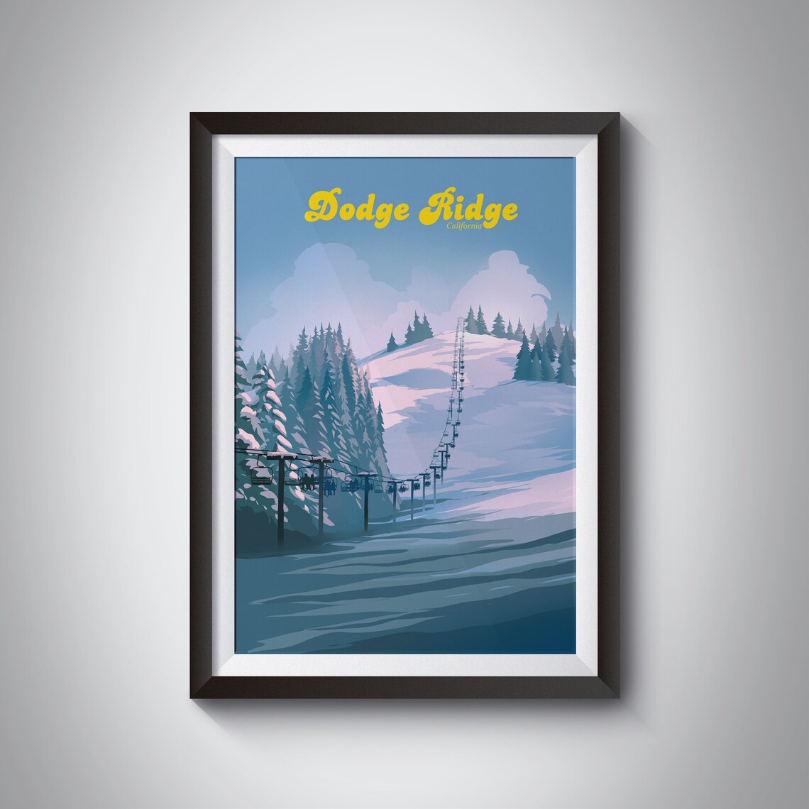 Dodge Ridge Ski Resort Vintage Travel Poster