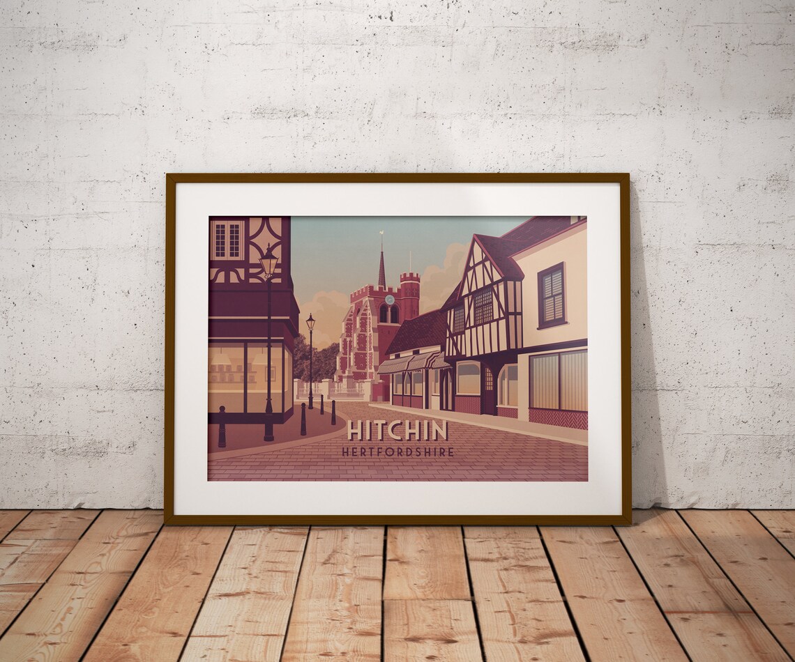 Hitchin Vintage Travel Poster, Hertfordshire UK - Image 3