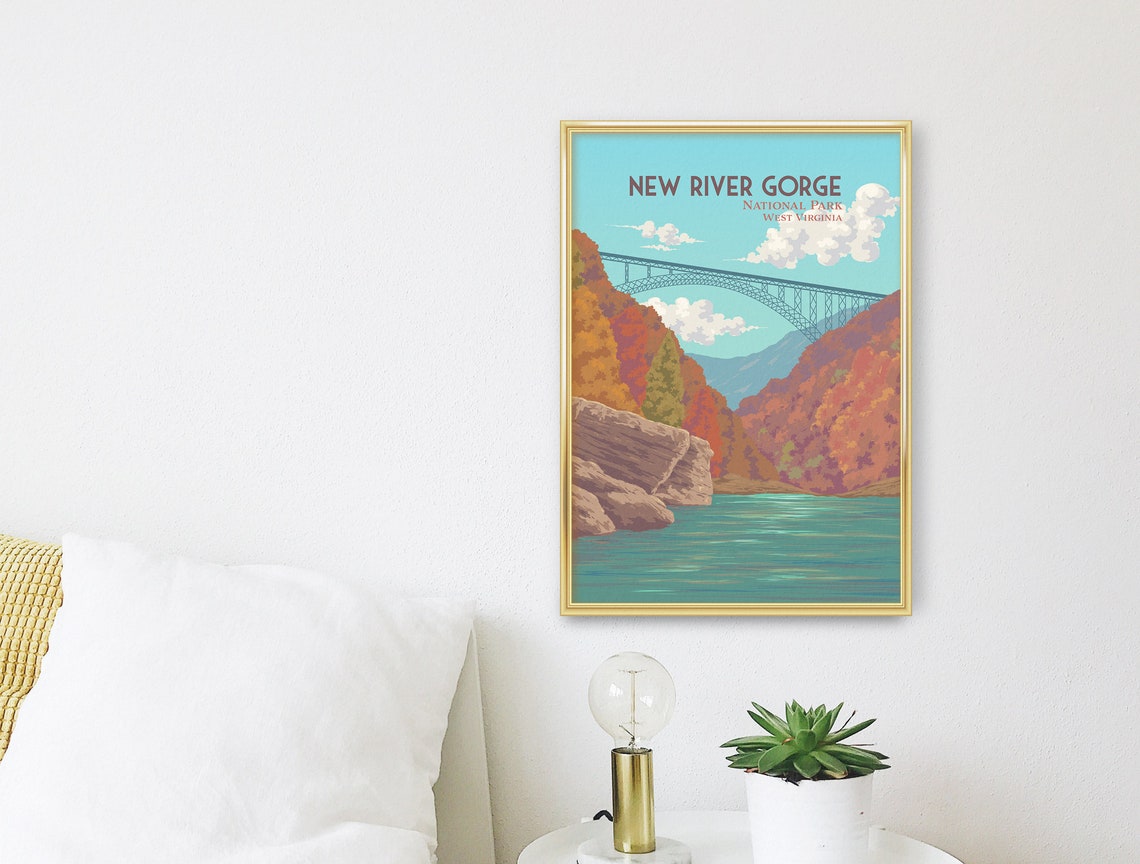 New River Gorge National Park Autumn Bridge West Virginia Poster - Image 3