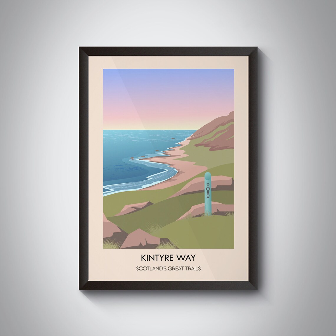 Kintyre Way Vintage Travel Poster, Hiking Route Print