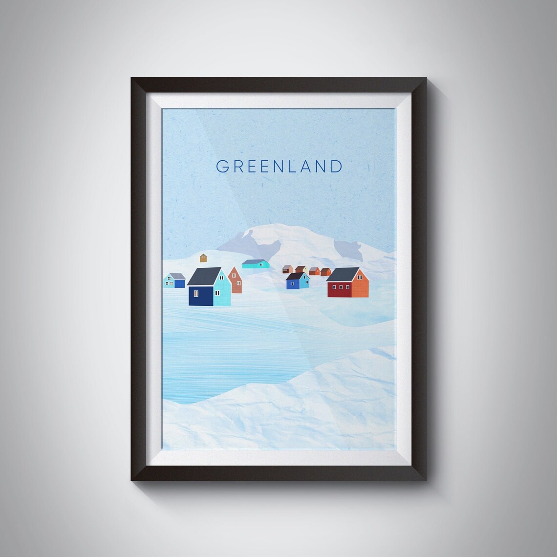 Greenland Nuuk Colourful Arctic Houses Snowy Village Fjord Poster