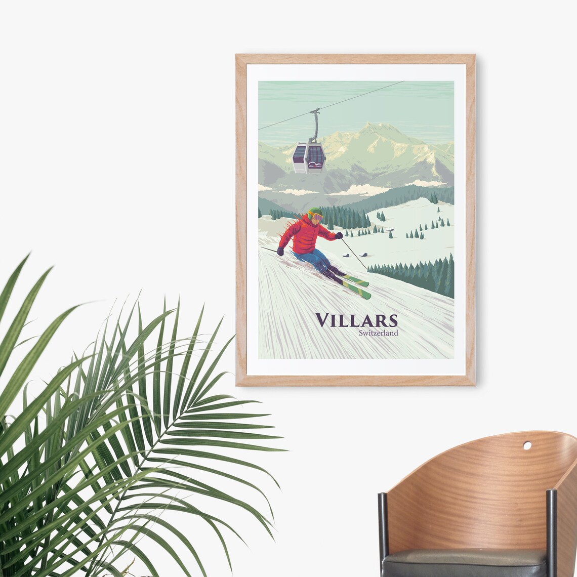 Villars Ski Resort Vintage Travel Poster, Swiss Alps - Image 3