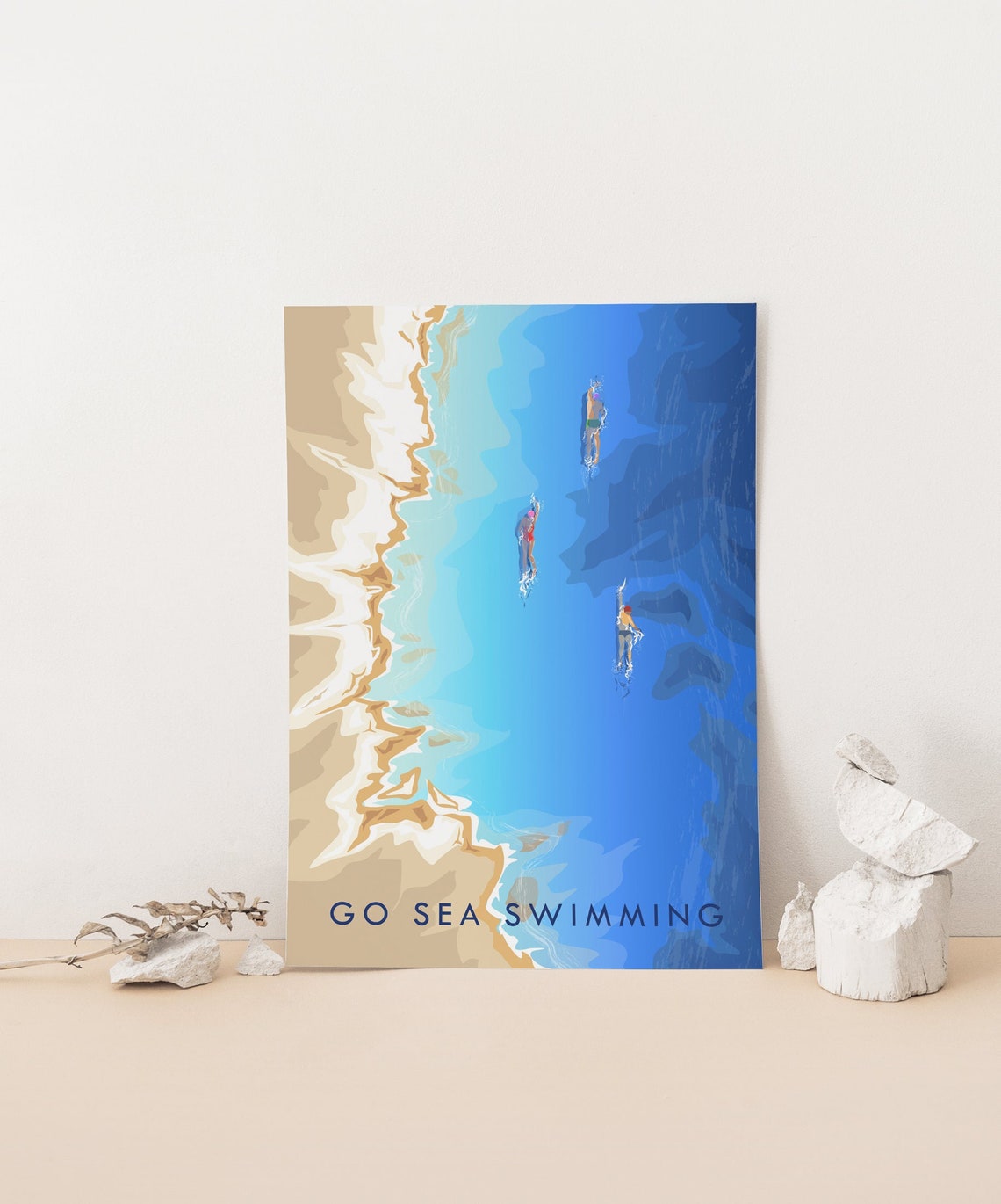 Go Sea Swimming Travel Poster Wild Swimming Open Water Swimming Vintage Travel Print Outdoor Hobbies Adventure Wall Art Cold Water - Image 4