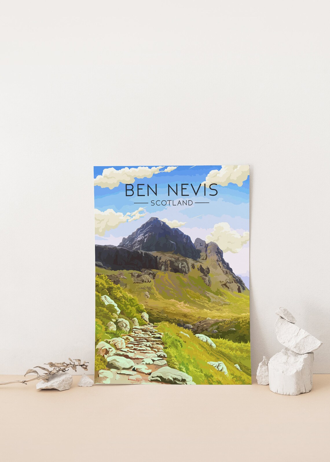 Ben Nevis Travel Poster, Scotland Mountain Landscape - Image 4