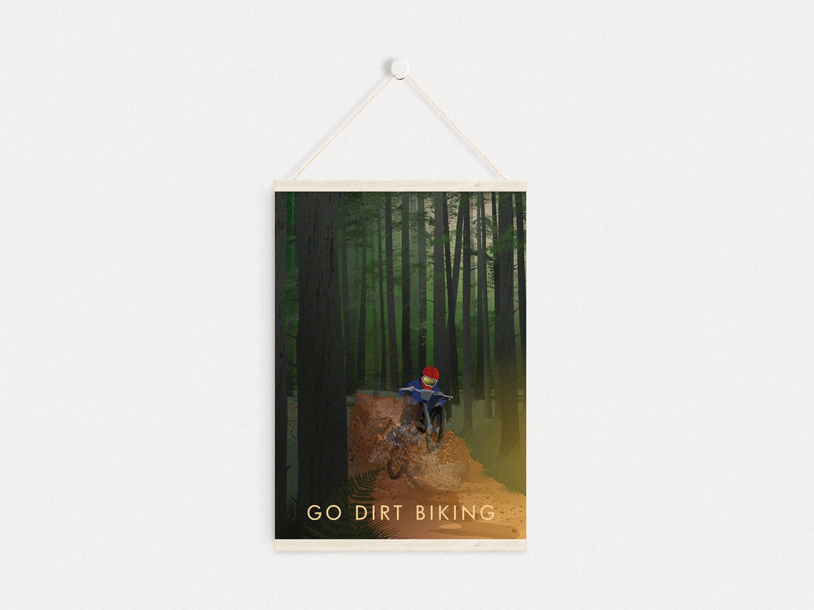 Go Dirt Biking Muddy Forest Trail Rider Vintage Motocross Poster - Image 4
