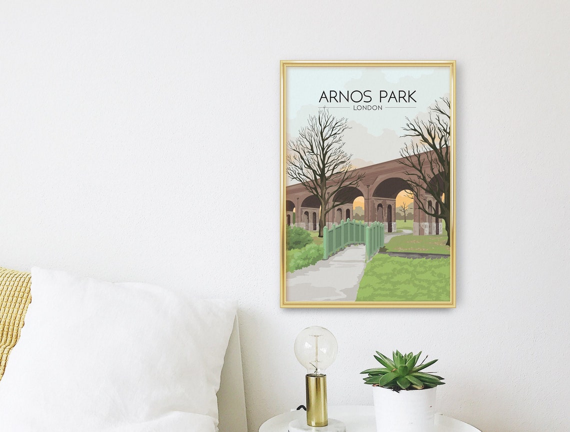 Arnos Park London Railway Viaduct Arches Vintage Travel Art Poster - Image 3