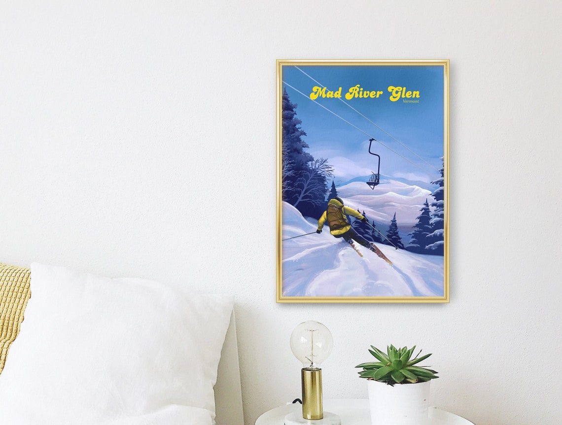Mad River Glen Vermont Single Chair Powder Vintage Ski Poster - Image 4