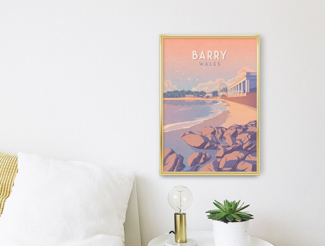 Barry Wales Vintage Travel Poster, Seaside Beach - Image 2