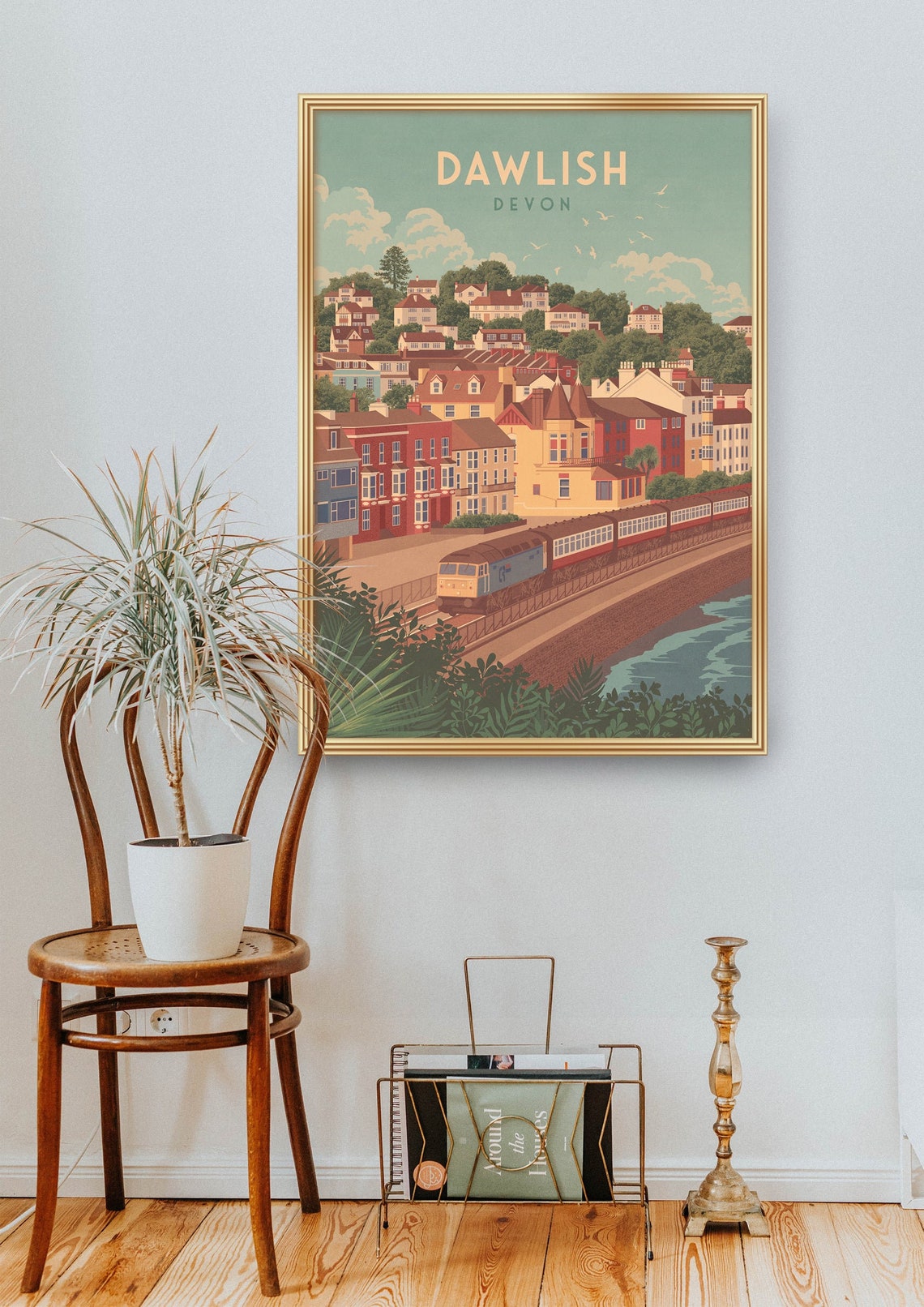 Dawlish Devon Seaside Railway Town Colorful Hillside Houses Poster - Image 2