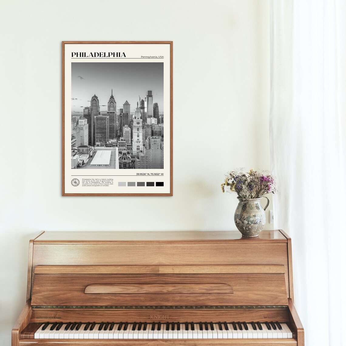 Black And White Philadelphia Travel Poster, Pennsylvania - Image 2