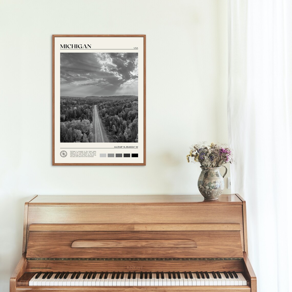 Black And White Michigan Print Michigan Wall Art Michigan Poster Michigan Photo Michigan Poster Print Michigan Wall Decor Usa - Image 2