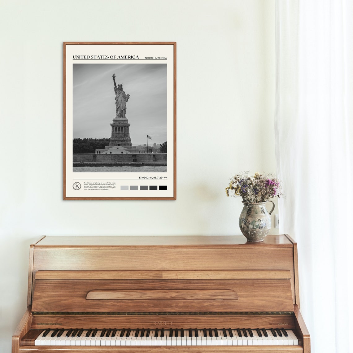 Black And White United States Of America Print United States Art United States Poster United States Photo United States Poster Print - Image 2