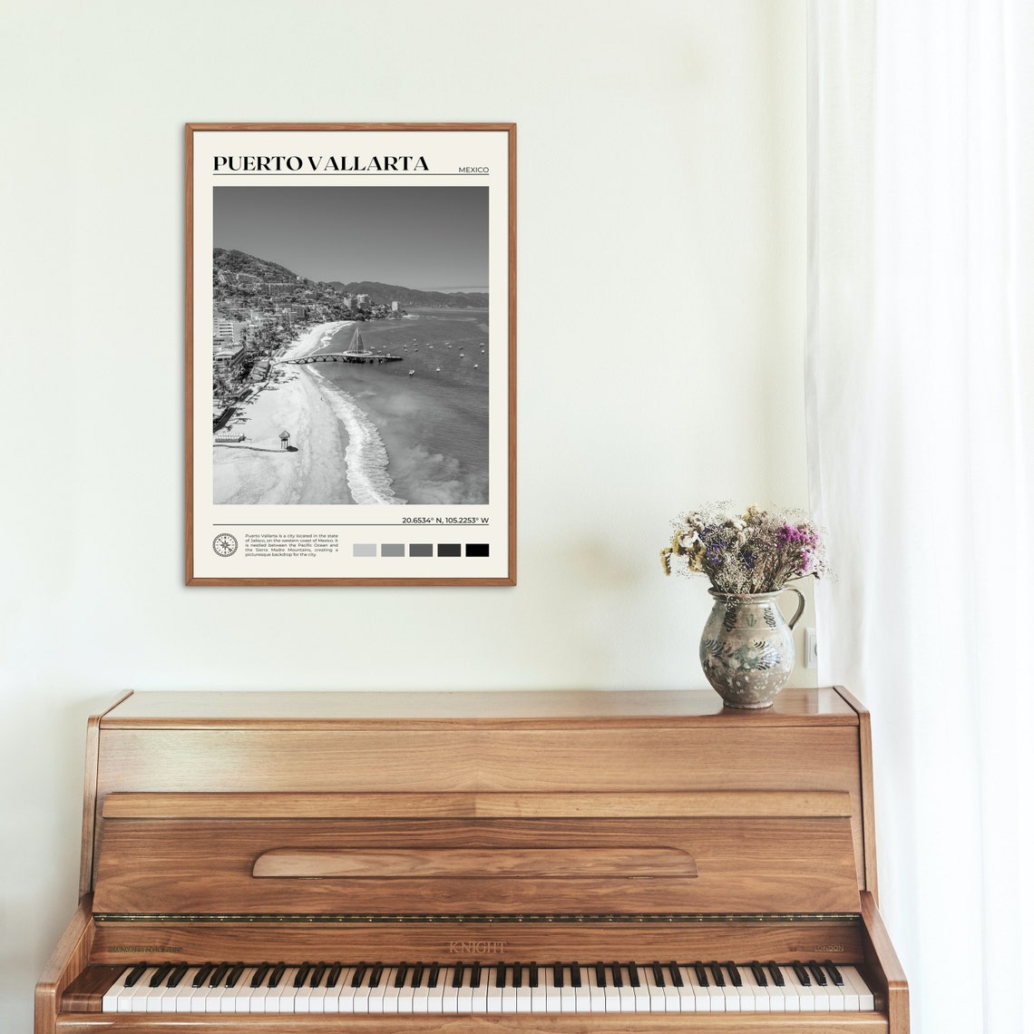 Black And White Puerto Vallarta Print Puerto Vallarta Wall Art Puerto Vallarta Poster Puerto Vallarta Photo Puerto Vallarta Decor - Image 2