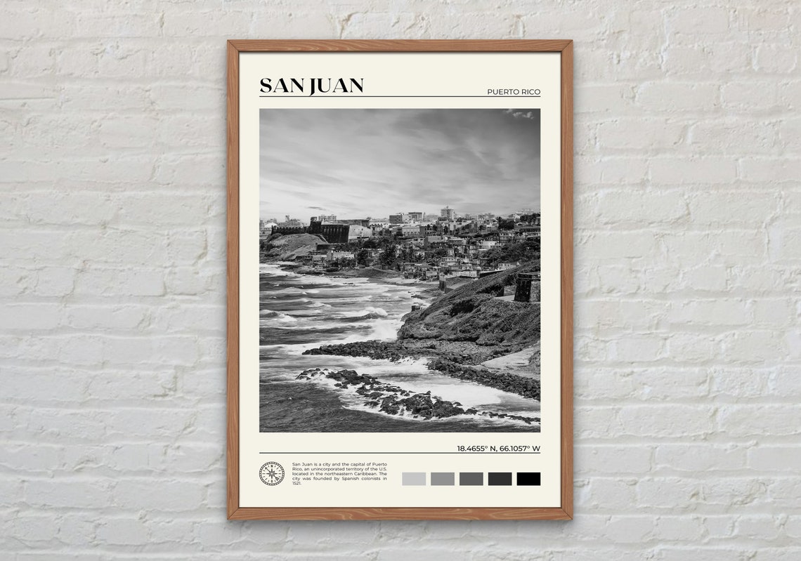 Black And White San Juan Print San Juan Wall Art San Juan Poster San Juan Photo San Juan Poster Print San Juan Decor Puerto Rico