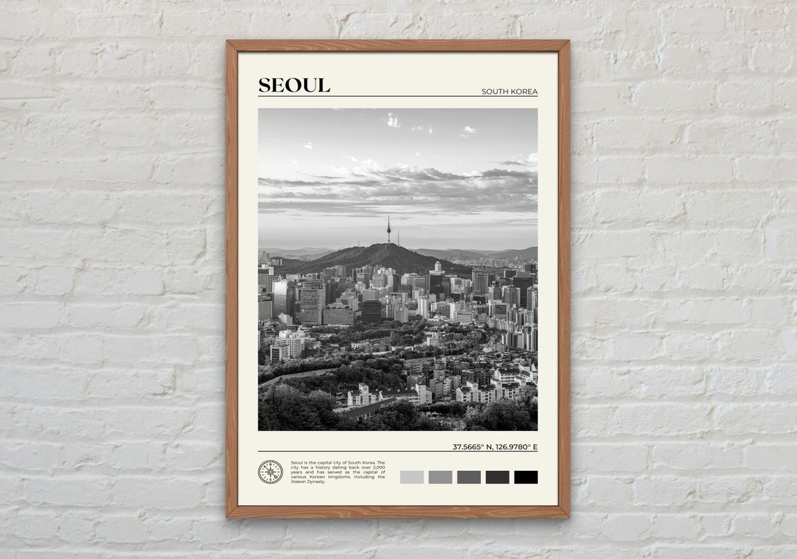 Black And White Seoul Print Seoul Wall Art Seoul Poster Seoul Photo Seoul Poster Print Seoul Wall Decor South Korea Poster Print