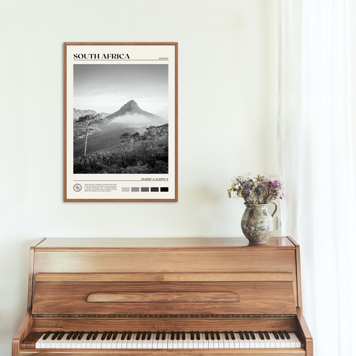 South Africa Black and White Art Print, Cape Town - Image 2