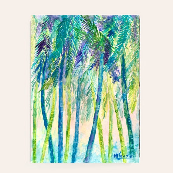 Art Commission Palm Trees Wall Art Watercolor Print Coastal Wall Art Tropical Abstract Palm Tree Prints And Original Watercolor Paintings
