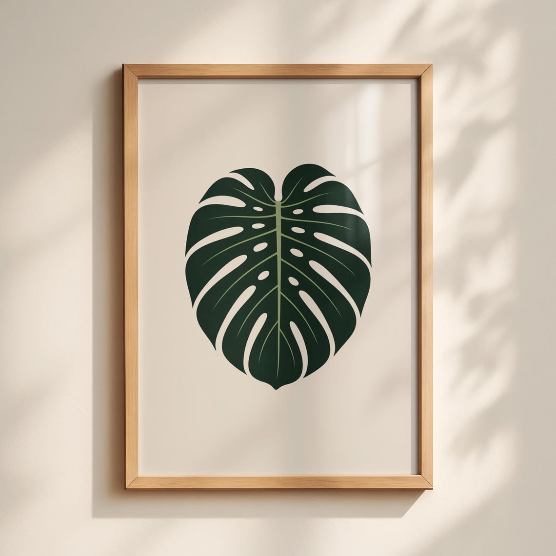 Monstera Leaf Tropical Green Minimalist Botanical Decor Poster