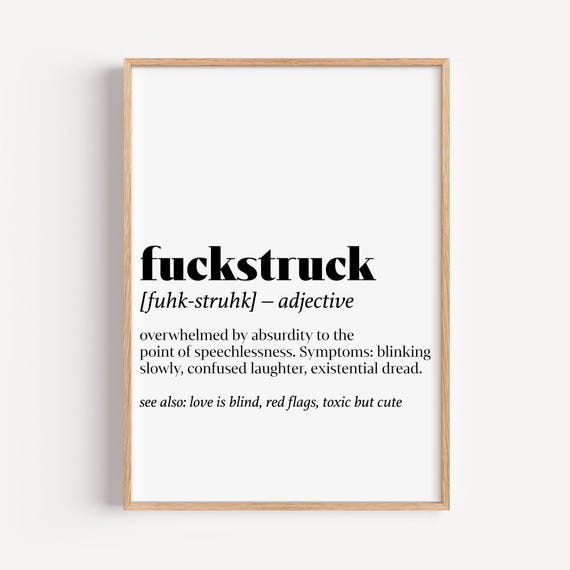 Fuckstruck Definition Poster Funny Nsfw Wall Art Bold Typographic Decor Sarcastic Gift For Adults