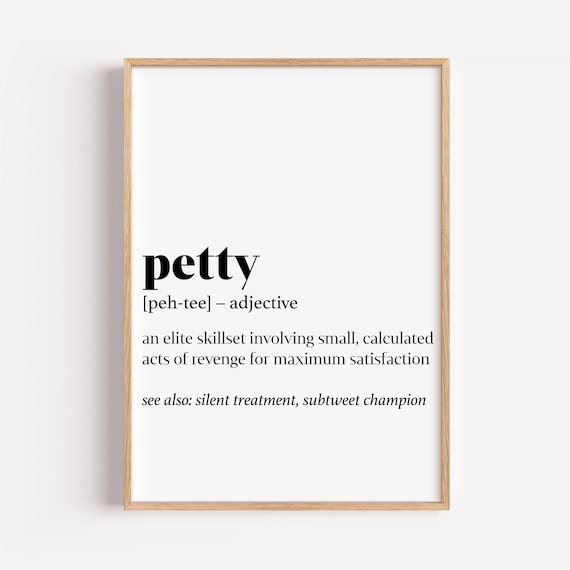 Petty Definition Funny Dictionary Sarcastic Revenge Quote Poster