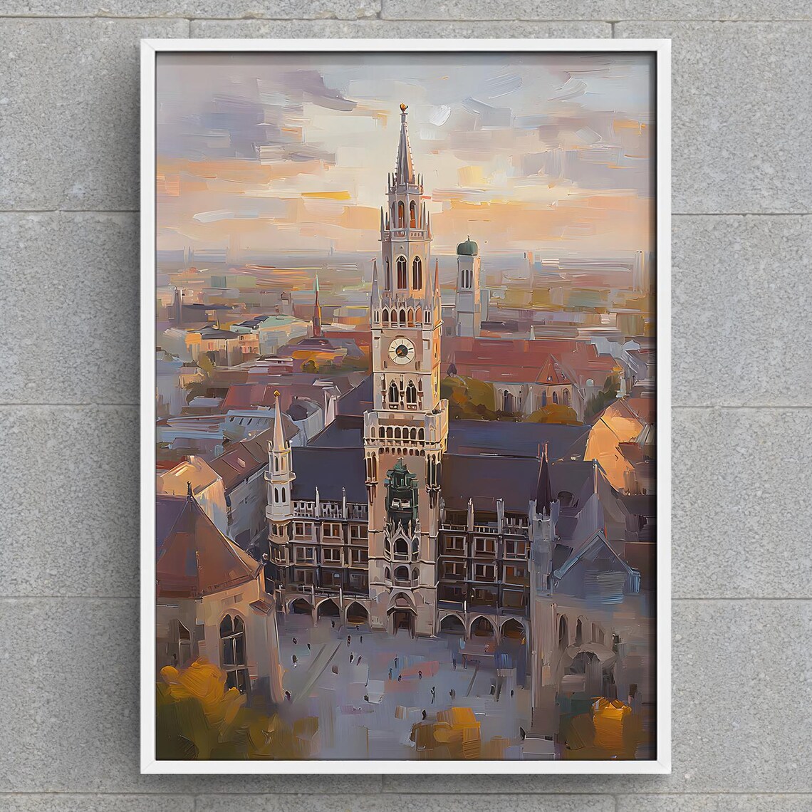 Munich New Town Hall At Sunset Bavaria Germany Travel Poster
