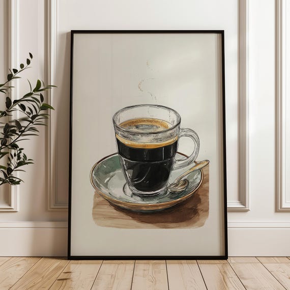 Coffee Art Poster Handdrawn Illustration Print On Matte Paper