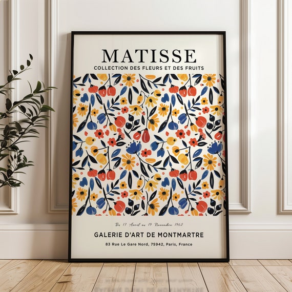 Henri Matisse Floral Print Exhibition Poster Wall Art Colourful Vintage Fine Living Room Decor Watercolour Mid Century Modern