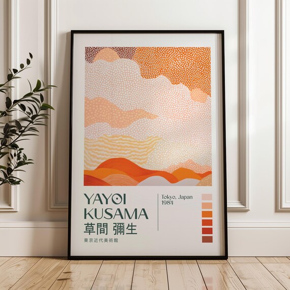 Yayoi Kusama Orange Dotted Waves Tokyo 1984 Exhibition Poster