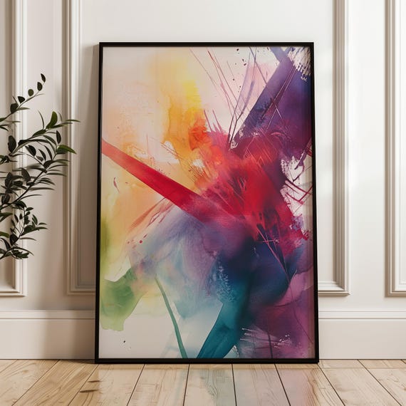 Abstract Watercolor Wall Art Colorful Splash Matte Paper
