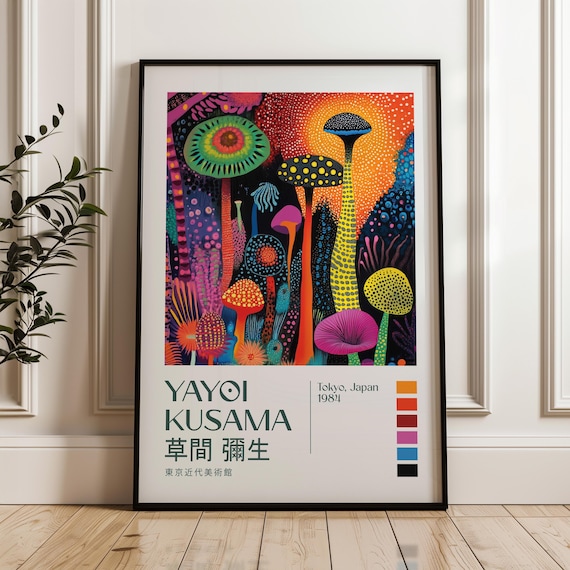 Yayoi Kusama Print Modern Art Livingroom Exhibition Poster Japandi Maximalist Wall