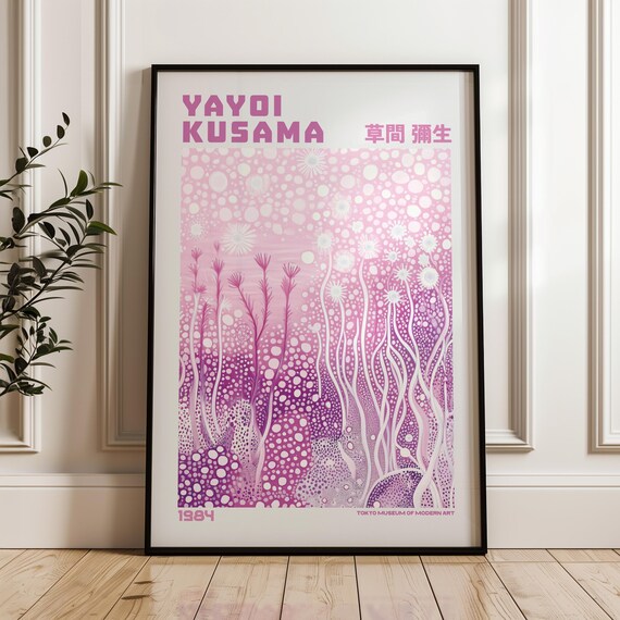 Yayoi Kusama Print Modern Art Exhibition Poster Wall Livingroom Maximalist Japandi