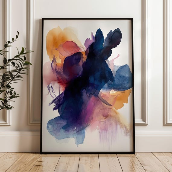 Watercolor Abstract Print Colorful Aura Poster On Matte Paper