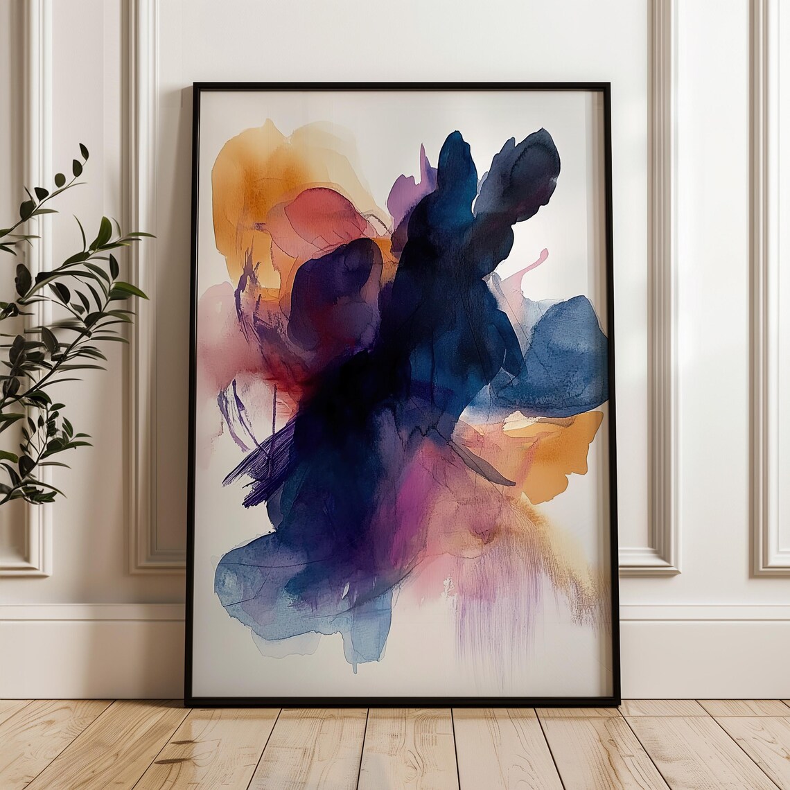 Indigo Blue Purple Abstract Watercolor Wash Colorful Aura Poster