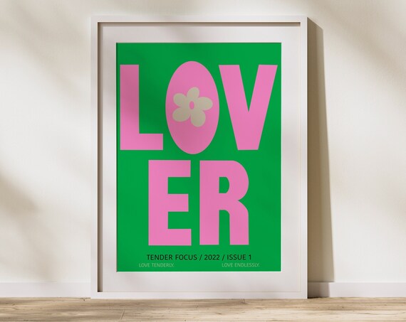 Gustaf Westman Home Decor Lover Poster Green And Pink Typography Colorful Art Scandinavian Art For Your Living Space