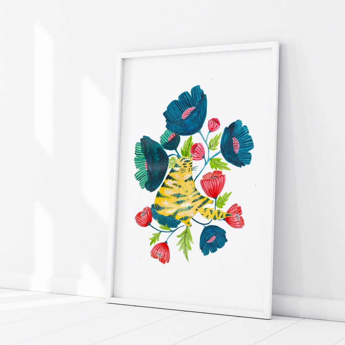 Plant Cat Illustration, Cat Lover Home Decor Art Print - Image 3