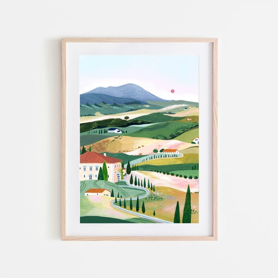 Tuscany Val Dorcia Travel Poster, Italy Wall Art