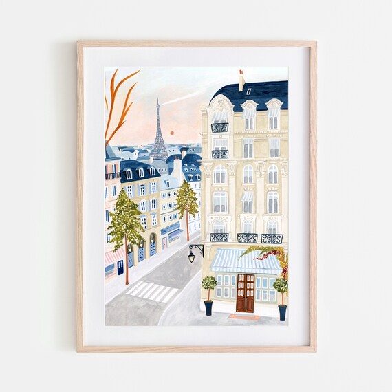 Paris Eiffel Tower Travel Poster, Parisian Decor