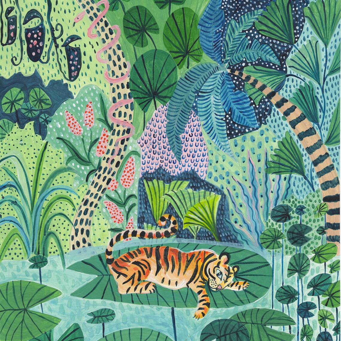 Tiger Botanical Illustration Art Print, Jungle Nursery Decor - Image 2