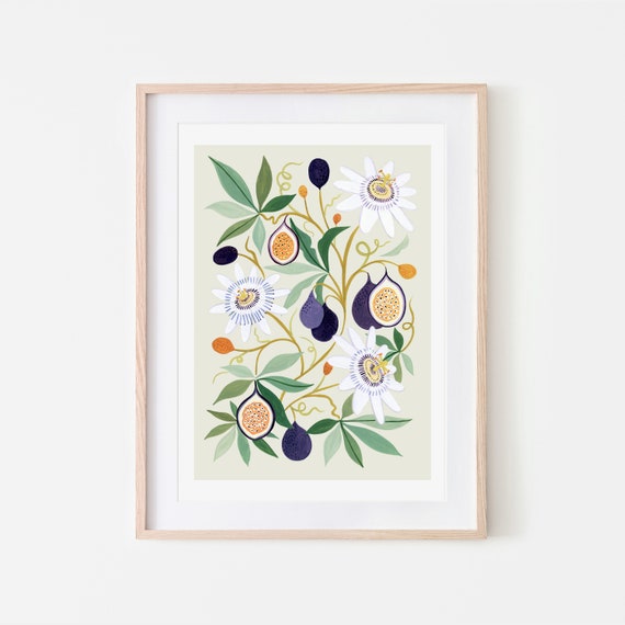 Passionfruit Botanical Art Print, Kitchen Decor