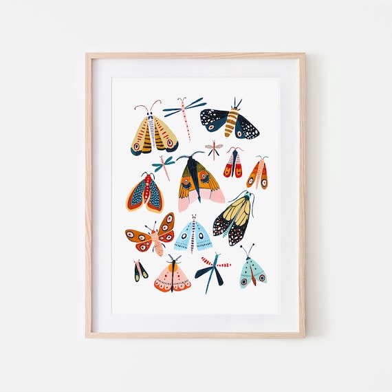 Moth Insect Print, Woodland Nursery Wall Art