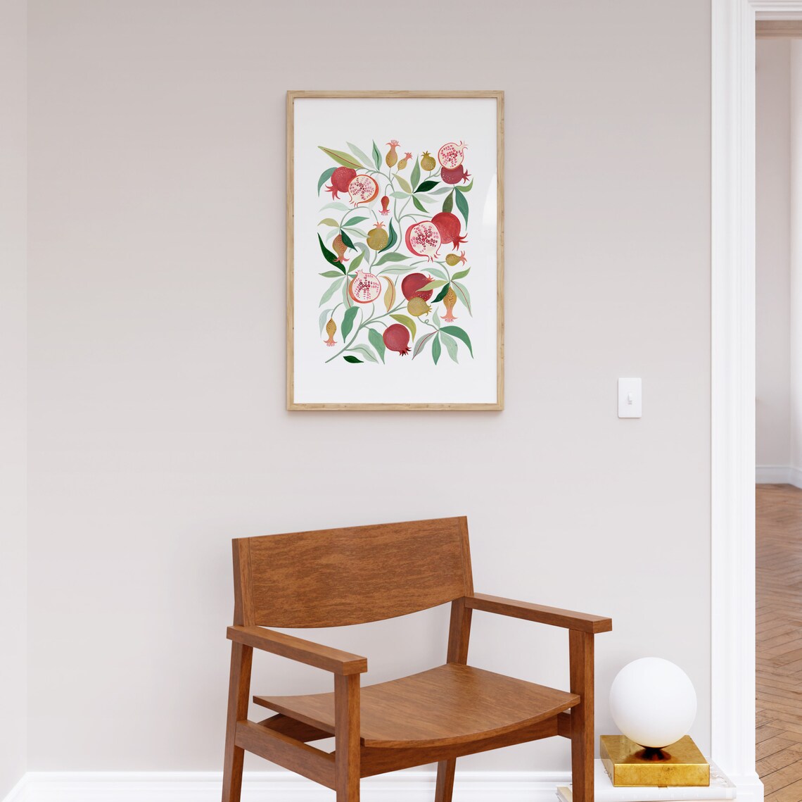 Pomegranate Botanical Art Print, Modern Farmhouse - Image 3