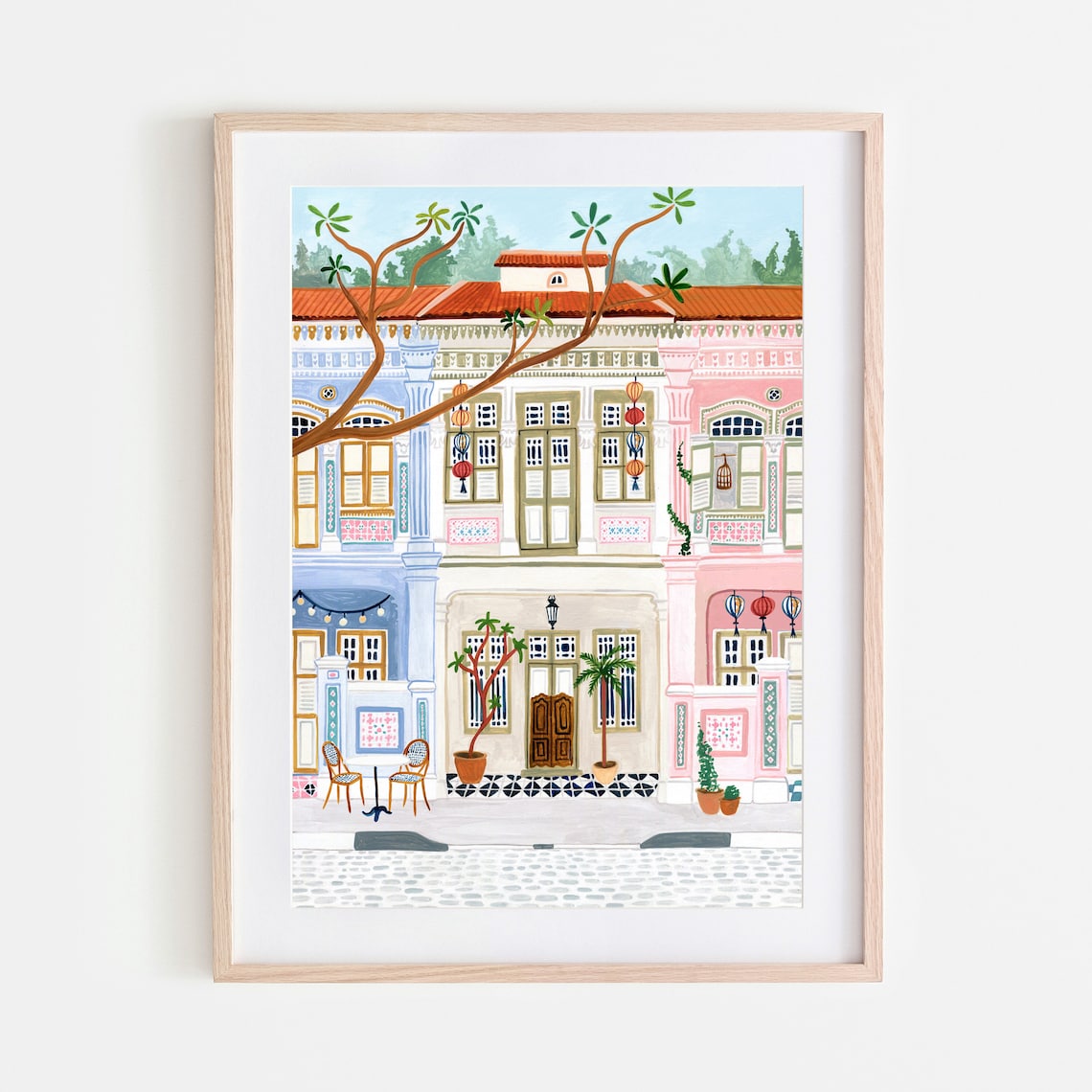 Singapore Peranakan Houses Travel Poster, Southeast Asia