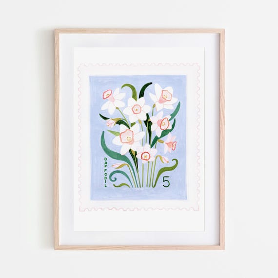 Daffodil Botanical Vintage Floral Art Print